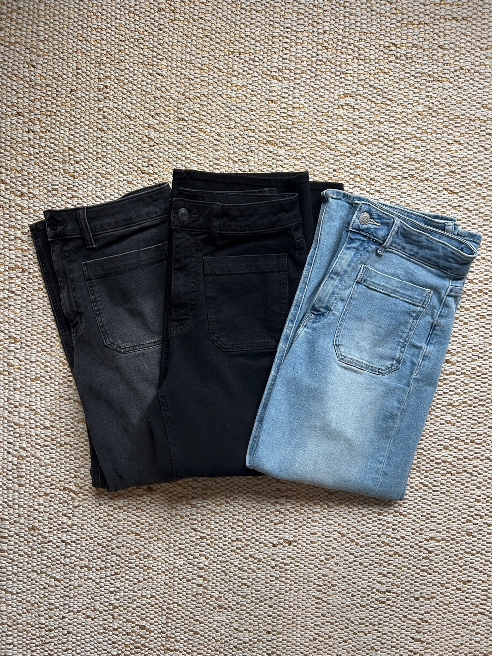 Quince Bella Stretch patch pocket wide leg cropped jeans bundle of 3